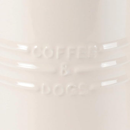 Fringe Studio Stoneware Memento Sculpted Tall Mug "COFFEE & DOGS" 3.35"DIA X 4.5"H, 14 FL.OZ, Ivory Color (436005)