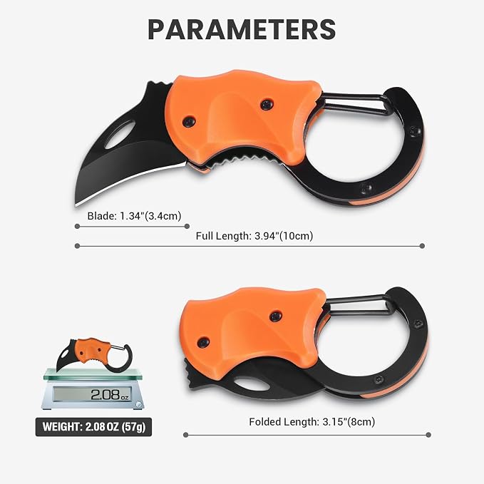FUNBRO Small Pocket Knife for Men, Mini Edc Knives | Cool Folding Knife Box Cutter with 1.34inch Sharp Blade, Great Gift for Men (orange)