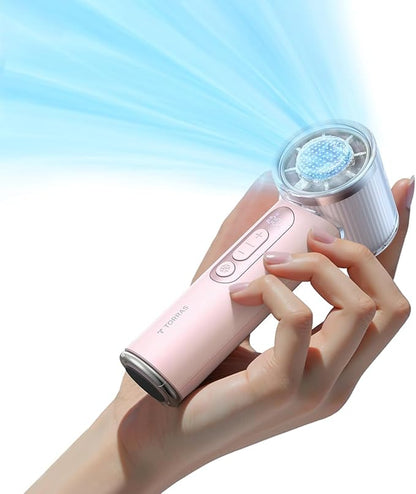 TORRAS COOLiFY iva Handheld Fan with Ice Cooler, [Chill by 50°F], 0-100 Adjustable Speed, Super Mini Powerful Portable Fan 4900mAh Rechargeable, Hand Fans, Gifts for Women, Pink