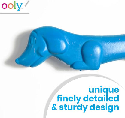 OOLY Pawsome Pups Dog Shaped Crayons for Kids - Set of 6 Dachshund Animal Crayons, 6 Colors, Non-Toxic, Ages 3+