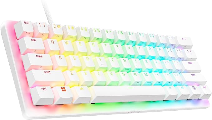 Razer Huntsman V3 Pro Mini 60% Esports Gaming Keyboard, White | Analog Optical Switches, Razer Snap Tap, Rapid Trigger, Adjustable Actuation, Dual-Purpose Mod Keys, Doubleshot PBT Keycaps