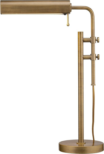 O'Bright Aurora LED Pharmacy Desk Lamp - Swing Arm, Industrial Design for Reading, Crafting, Work,10W LED, Adjustable Height 18.5-24.5 inches - Ideal for Living Room, Bedside, Office - Antique Brass
