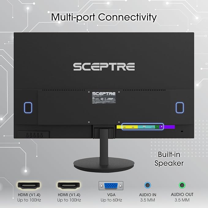 Sceptre E275W-19203R 27 inch1080P LED Monitor 99% sRGB 2X HDMI VGA Build-In Speakers, Machine Black (E275W-19203R series) | 27 FHD Va Panel, 3ms G-to-G, Srgb 94%, 2x3w Speakers, Vesa 100x100