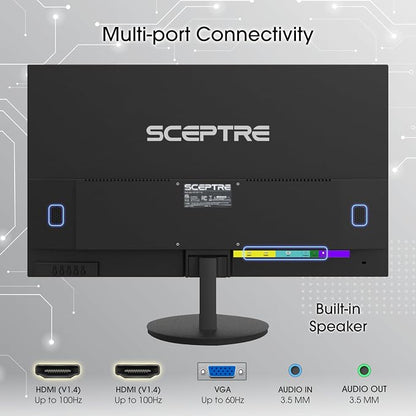 Sceptre E275W-19203R 27 inch1080P LED Monitor 99% sRGB 2X HDMI VGA Build-In Speakers, Machine Black (E275W-19203R series) | 27 FHD Va Panel, 3ms G-to-G, Srgb 94%, 2x3w Speakers, Vesa 100x100