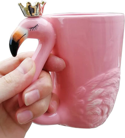 Cute Pink Flamingo Gifts for Women Coffee Mug Unique Ceramic Animal Cups | Novelty 16 oz Mugs Flamingo Decor Stuff for Mom Grandma Wife Her Funny Christmas Presents Xmas Girls Fancy Mothers Day Gift