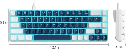 MageGee Portable 60% Mechanical Gaming Keyboard, MK-Box LED Backlit Compact 68 Keys Mini Wired Office Keyboard with Blue Switch for Windows Laptop PC Mac - Blue/White