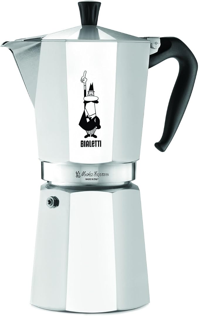 Bialetti - Moka Express: Iconic Stovetop Espresso Maker, Makes Real Italian Coffee, Moka Pot 12 Cups (22 Oz - 670 Ml), Aluminium, Silver
