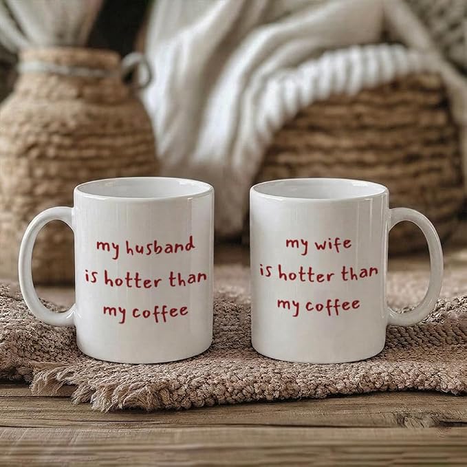 Funny Husband & Wife Coffee Mugs Set 11oz, Couple Gifts for Husband & Wife | Novelty Wedding Anniversary Mug Gift for Couple Him Her, Mr & Mrs Gifts