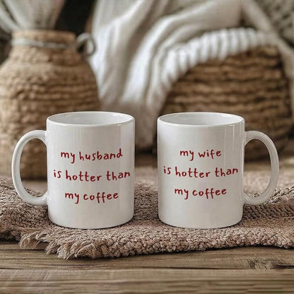 Funny Husband & Wife Coffee Mugs Set 11oz, Couple Gifts for Husband & Wife | Novelty Wedding Anniversary Mug Gift for Couple Him Her, Mr & Mrs Gifts