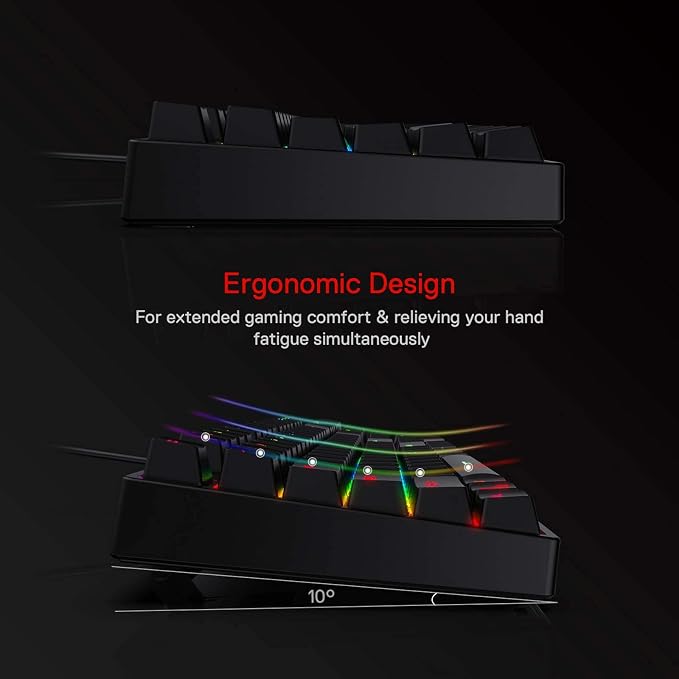 Redragon K582 Wired RGB Mechanical Gaming Keyboard, 104-Key Standard Layout | 16.8M Color Immersive eSports Lighting Vibe, N-Key Rollover for Accurate Combos, 50M-Keystroke Durability, Customize Software