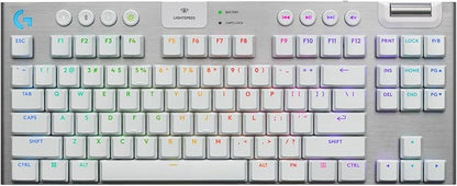 Logitech G915 X Lightspeed TKL Wireless Gaming Keyboard (Tactile) - White | Low Profile, Mechanical Switches, Double-Shot PBT Keycaps, RGB lighting, Aluminum finish, PC/Mac Compatible