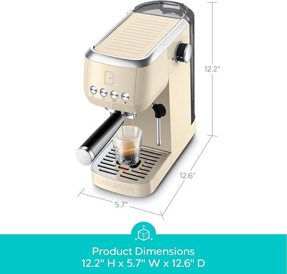 CASABREWS 3700 Essential Espresso Machine, Stainless Steel Espresso Maker | 20-Bar Italian Pump, Powerful Steam Wand, 43.9oz Removable Water Tank, Compact Espresso Maker for Home, Cappuccino & Latte