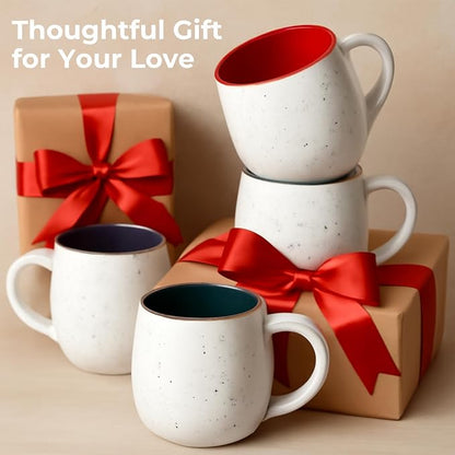 LIFVER 20 Ounces Coffee Mugs Set of 4, Large Ceramic Coffee Mugs with Handles for Coffee Tea Hot Cocoa, Espresso Cups Gifts for him her, Jumbo Soup Mugs Set of 4