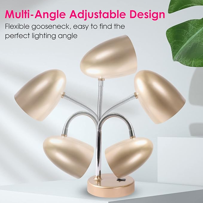 LED Desk Lamp, Flexible Gooseneck with Table lamp, 3.5W 240LM 4000K Cool White Study Lamps for Bedroom and Office, Eye Protection, ETL Listed,Gold