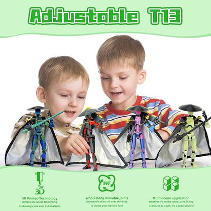 T13 Assembly Completed Action Figures,T-13 Action Figure, Robo 13 3D Printed Action Figure - The Ultimate Hero for Action-Packed Playtime,5.2 Inch, Green(Glows in The Dark)