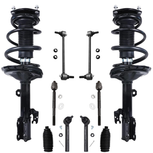 Detroit Axle - 10pc Front End Suspension Kit for 04-07 Toyota Highlander Lexus RX330, 07-09 RX350, 2 Complete Struts w/Coil Spri