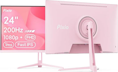 Pixio PX248 Wave Pink 24 inch 200Hz Refresh Rate FHD 1080p Resolution Fast IPS Panel 1ms GTG Response Time Built-in Speakers Gaming Monitor with Adaptive Sync