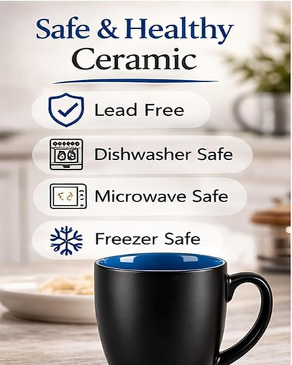 GBhome 16oz Coffee Mugs Set of 6, Large Ceramic Coffee Mugs for Man, Woman, Dad, Mom, Modern Coffee Mugs Set with handle for Tea/Latte/Cappuccino/Milk/Cocoa. Dishwasher&Microwave Safe,Blue