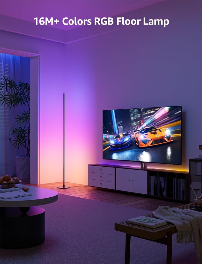 Lepro OE1 AI Corner Floor Lamp, Smart RGBICW LED Corner Lamp with Music Sync, Alexa Enabled, Personalized AI Lighting Designer, Modern Standing Lamp for Living Room/Bedroom,1000LM,2.4G WiFi, No Remote