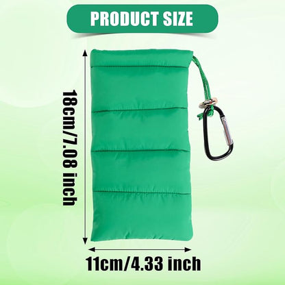 Lyreh Thermal Phone Pouch, Down Cotton Warm Phone Case Cover Bags Prevents Freezing & Overheating Protector Cellphone Pouch with Carabiner Ideal for Outdoor Camping Hiking Skiing (Green)