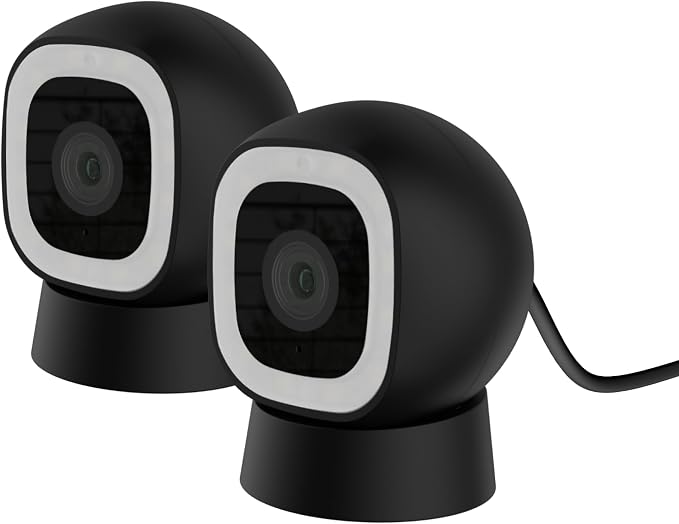 Luna 2K AI Wired Cameras for Home Security Outdoor/Indoor, 2.4GHz Wi-Fi, Smart Motion Alerts, Color Night Vision, Spotlight/Siren, Magnetic Mount, Cloud & CVR Storage, 2-Way Audio (2-Pack, Black)