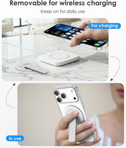 Magnetic Phone Stand for Magsafe, Ultra-Slim Snap-on Phone Holder Kickstand,180° Adjustable Angle Damping Design Cellphone Grip, Silver