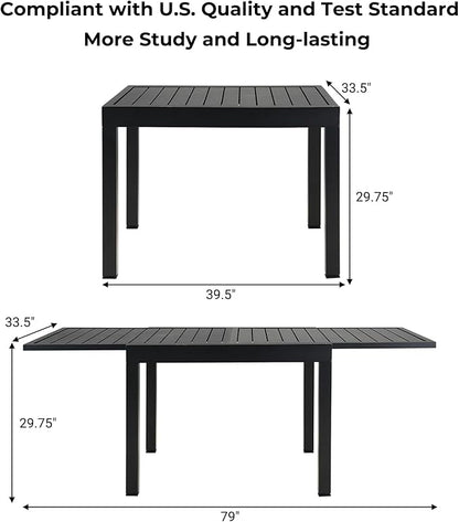 Grand patio 9-Piece Outdoor Dining Set for 8, Patio Dining Furniture Set for 8 Swivel Rope Wicker Chairs & 1 Expandable Rectangular Dining Table, Dark Grey