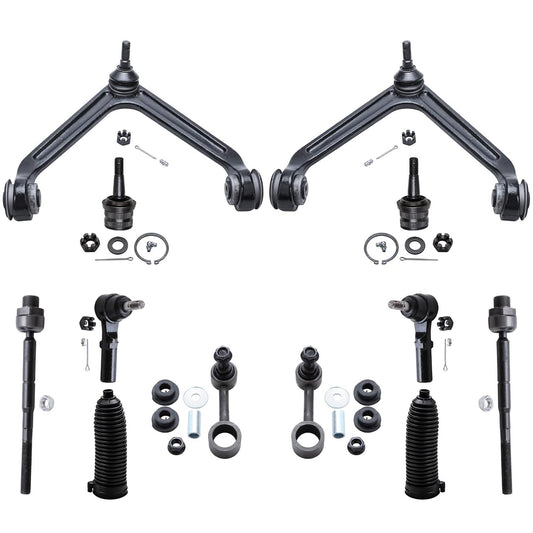 Detroit Axle - Front End 12pc Suspension Kit for 2004-2009 Dodge Durango Chrysler Aspen 2005 2006 2007 2008, 2 Upper Control Arm