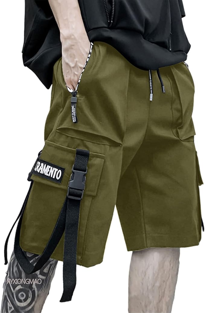 XYXIONGMAO Men's Joggers Techwear Black Hip Hop Cargo Shorts Streetwear Sweatpants Cargo Pants for Men