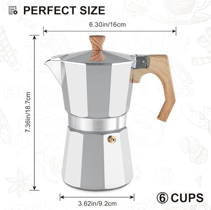 wedrink Stovetop Espresso Maker Aluminum Moka Pot 6 Cups Cuban Coffee Maker Stovetop Coffee Maker Moka Italian Espresso