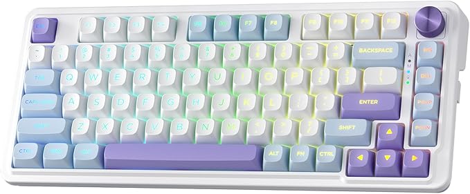 Redragon K673 PRO Wireless 81-Key RGB Gasket Gaming Keyboard, Scroll Knob | Multi-Function Control Wheel, 0-Delay Tri-Mode, Cushioned 5-Layer Noise Dampening for Creamy Thocky Sound, Compact 80% Size