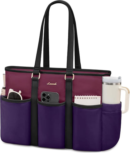 LOVEVOOK 17 Inch Laptop Tote Bag for Women Work, Teacher Tote Nurse Bag, Professional Utility Computer Bag For Work/Travel/College/Daily, Large Purse Handbag With Multi Pockets & Top Zipper
