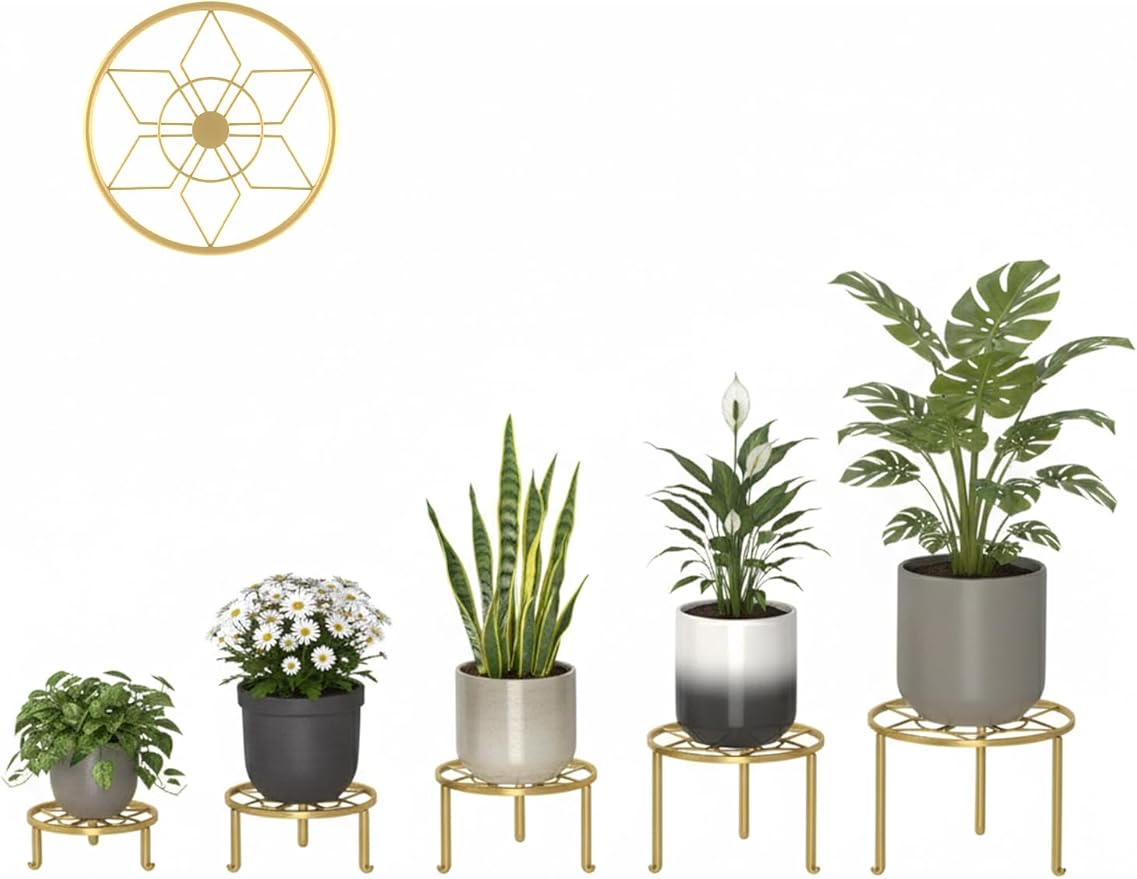 5 Pack Metal Plant Stands 5-Pack Round Supports Display Rack Tiered Plant Stand Shelf For Indoor Outdoor Multiple Plants Decoration Rack Shelf for Home