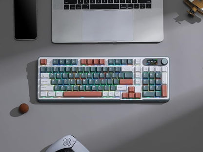 RK ROYAL KLUDGE S98 Wireless Mechanical Keyboard w/Smart Display & Knob | 96% Top Mount RGB Gaming Keyboard BT/2.4G/USB-C, 5-Layer Noise Dampening, Creamy Sound Pre-lubed Switch,Hot Swap, 98 Keys