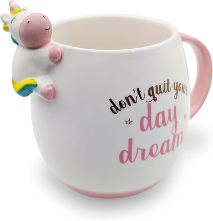 Decodyne Funny Unicorn Coffee Mug 14 Ounce, Gag Gifts for Adults, White Elephant Gifts, Cute Stuff For Women and Teen Girls, Coworker Office Gift, Cool Stuff