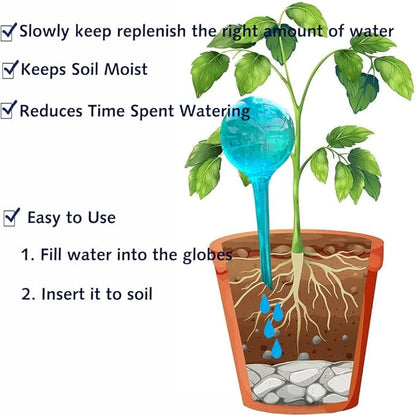 10pcs Plant Self Watering Globe Stakes, Plant Watering Stakes Automatic Plant Watering Bulb System Spikes, Flower Automatic Watering Device, Garden Self Waterer for Indoor Outdoor Plant