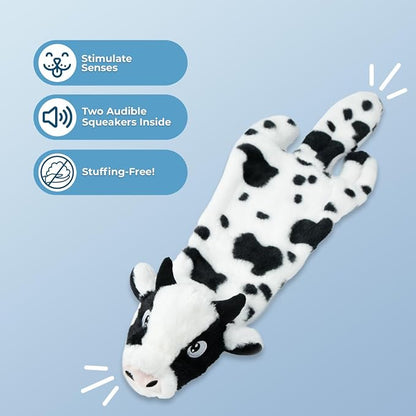 Best Pet Supplies Squeaky Dog Toys with Soft Durable Fabric for Small, Medium and Large Pets Interactive Toy for Indoor Play, Supports Active Biting and Play - Sheep, Cow, size L