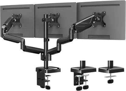 MOUNTUP Triple Monitor Mount, Triple Monitor Desk Mount for Max 27 inch Computer Screens, 3 Monitors Stand for Desk, Monitors Arm with Swivel, Tilt, Rotation, Each Arm Holds 4.4-19.8 lbs