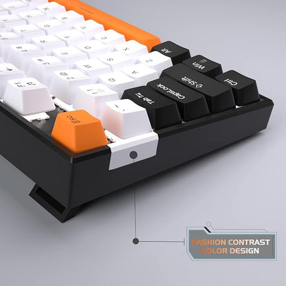 MageGee 75% Mechanical Gaming Keyboard, Yellow Switch, LED White Backlit, 87 Keys Compact TKL Wired Computer Keyboards for Windows Laptop PC Gamer - White/Black
