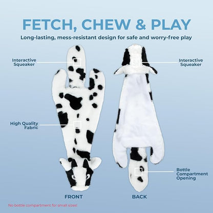 Best Pet Supplies Squeaky Dog Toys with Soft Durable Fabric for Small, Medium and Large Pets Interactive Toy for Indoor Play, Supports Active Biting and Play - Cow, Medium