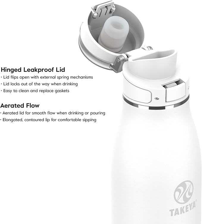 Takeya Traveler Stainless Steel Travel Coffee Mug with Flip-Lock Lid (25 oz, Arctic)- Leakproof Insulated Mug for Coffee & Tea