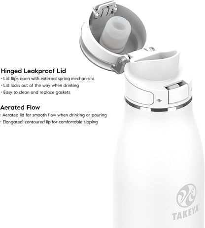 Takeya Traveler Stainless Steel Travel Coffee Mug with Flip-Lock Lid (25 oz, Arctic)- Leakproof Insulated Mug for Coffee & Tea