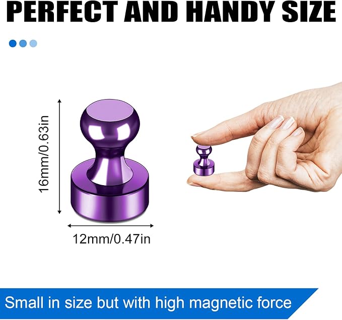 LOVIMAG Fridge Magnets 20Pcs, Magnet for Refrigerator Whiteboard, Purple | Small Strong Neodymium Metal Cute Push Pin for Classroom, Kitchen, Accessories Decorative, Office, Calendar