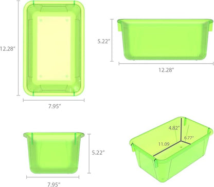 Storex Small Cubby Bins – Plastic Storage Containers for Classroom, 12.2 x 7.8 x 5.1 inches, Candy Green, 5-Pack (62477A05C)