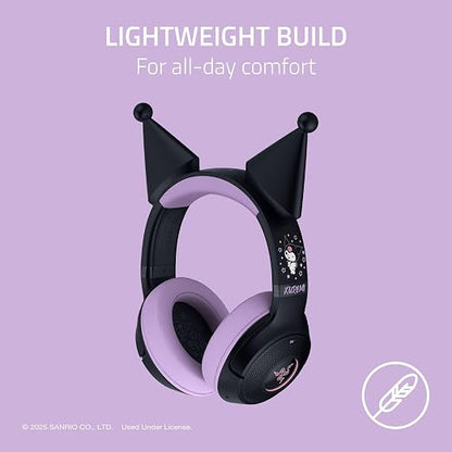 Razer Kraken Kitty V2 BT Wireless RGB Headset, Kuromi Edition | Chroma RGB Kitty Ears & Earcups, Bluetooth 5.2, 40 mm Drivers, Noise-cancelling Mics, Lightweight, USB-C, 40 Hr Battery