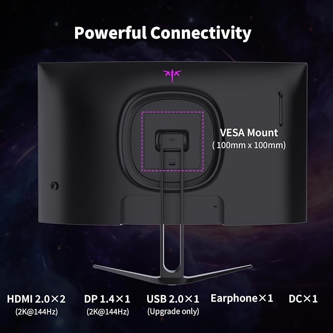 KTC H27S5C 27 Inch Curved Gaming Monitor, 1440P QHD 144Hz Monitor, HDR 400 | 2560x1440 120Hz Curve Monitors, 1500R HVA Panel, Adaptive Sync, 400nits, 129%sRGB, HDMI DP, Eye Care VESA 100x100 Mount