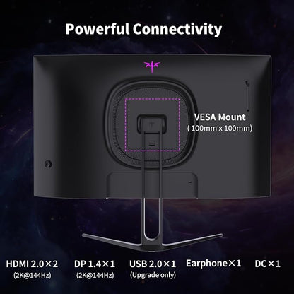 KTC H27S5C 27 Inch Curved Gaming Monitor, 1440P QHD 144Hz Monitor, HDR 400 | 2560x1440 120Hz Curve Monitors, 1500R HVA Panel, Adaptive Sync, 400nits, 129%sRGB, HDMI DP, Eye Care VESA 100x100 Mount
