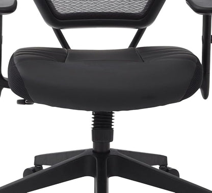 Space Seating 57 Series Professional Dark Air Grid Back Manager's Adjustable Office Chair with Built-in Lumbar Support and Padded Seat, Black Bonded Leather