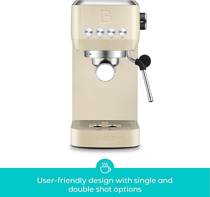 CASABREWS 3700 Essential Espresso Machine, Stainless Steel Espresso Maker | 20-Bar Italian Pump, Powerful Steam Wand, 43.9oz Removable Water Tank, Compact Espresso Maker for Home, Cappuccino & Latte