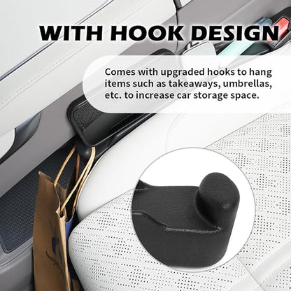 2PCS Car Seat Gap Filler Organizer,3 in 1 Car Seat Side Gap Filler with Hook for Avoiding Dropped Items,Universal No Drop Seats Guard for Filling Gaps 1.37-1.49 Inch Wide (Black)